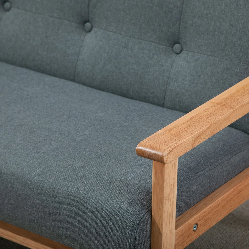 HOMCOM sofa dwuosobowa len drewno kauczukowe 115 cm x 66,5 cm x 73 cm | Aosom PL