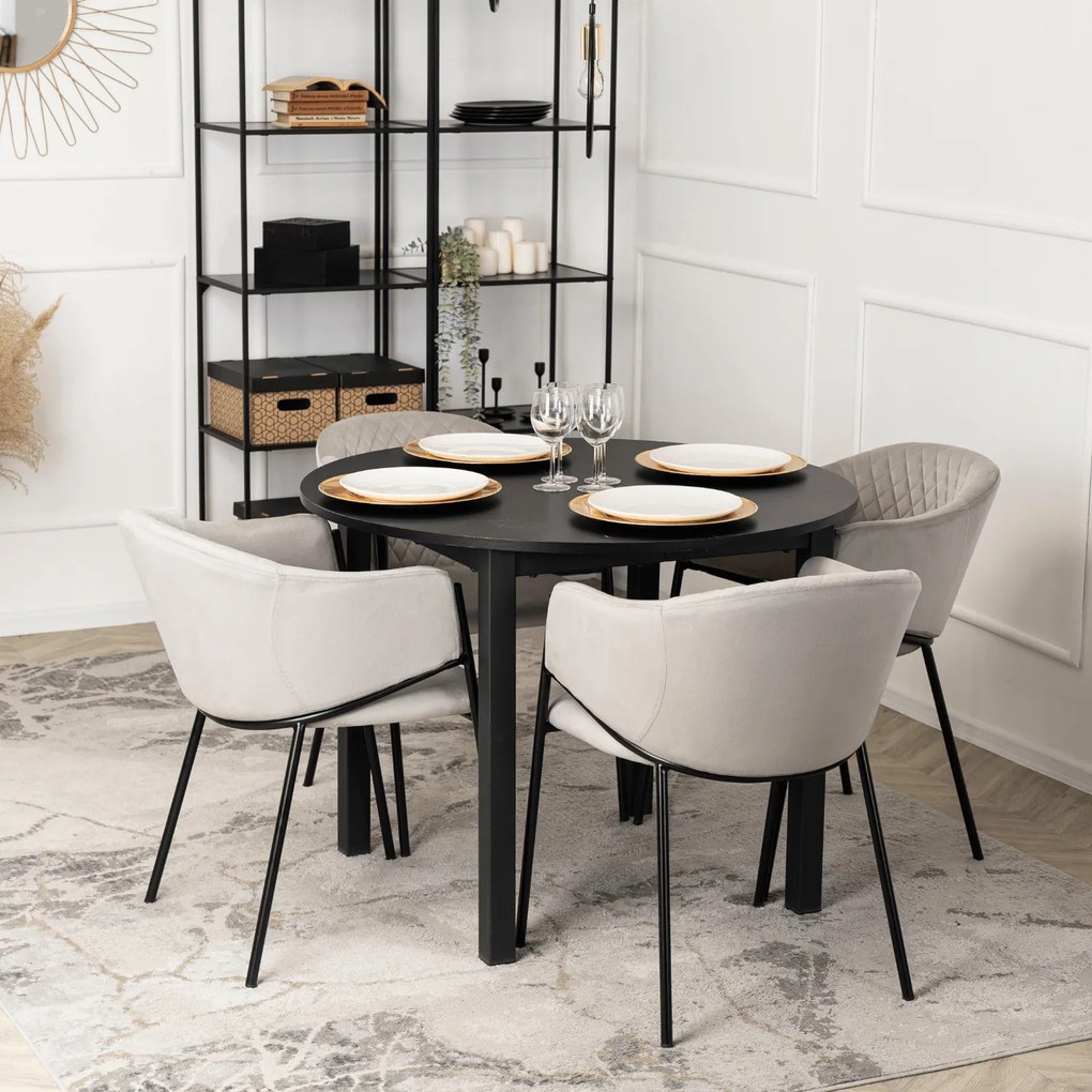 Krzesło Tapicerowane do Salonu INNES 2 Szare Welurowe Nowoczesne Loft