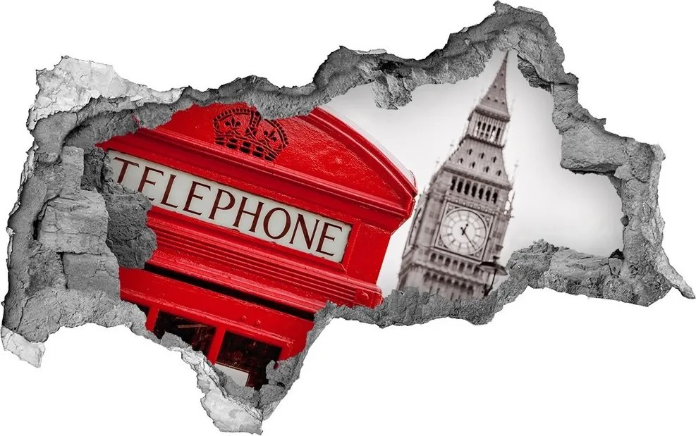 Fototapeta dziura na ścianę 3d Budka telefoniczna