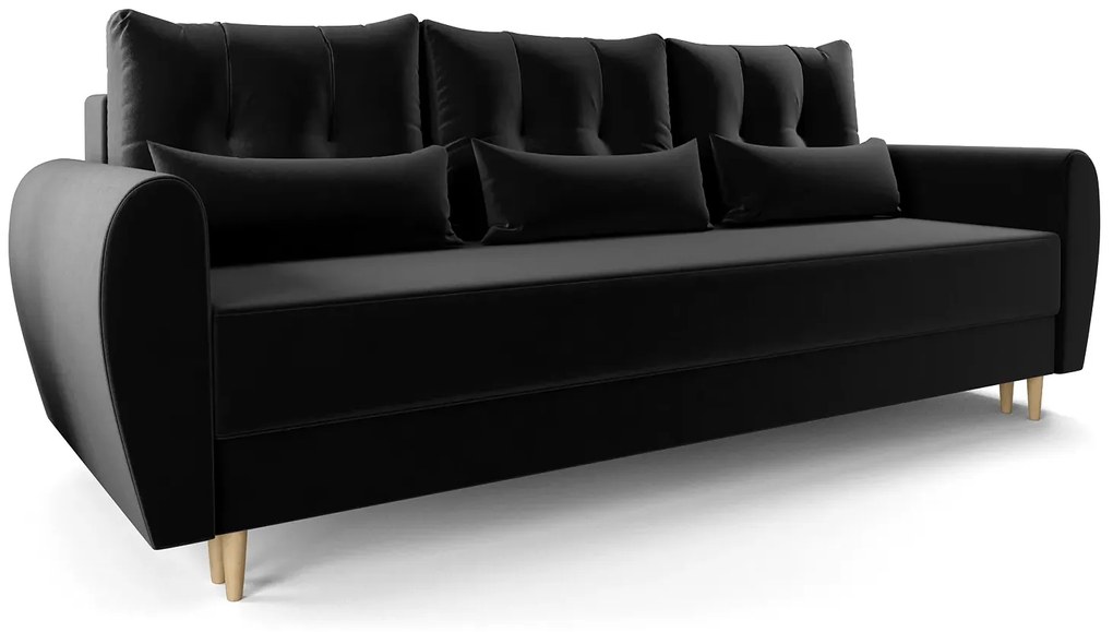 Czarna sofa rozkładana - Sinsiew 3X