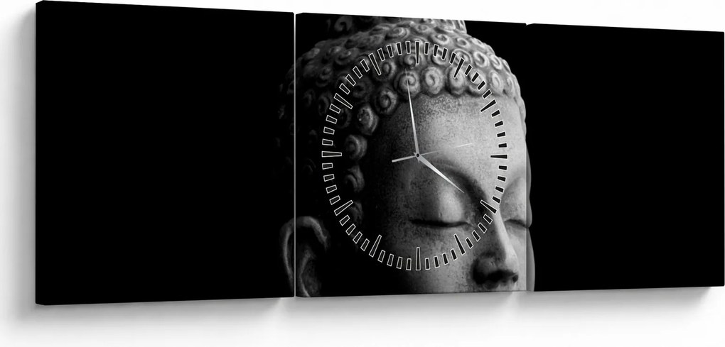 Obraz - Budda, portret (z zegarem) (90x30 cm)
