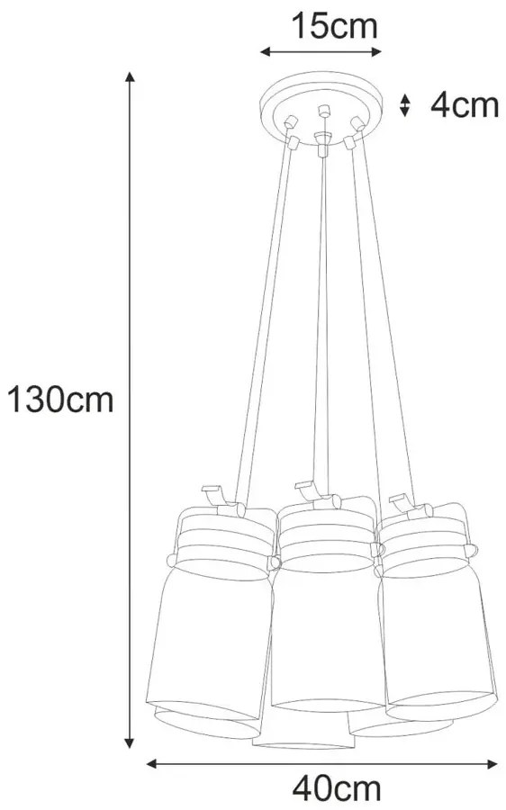 Nowoczesna lampa wisząca z 6 szklanymi kloszami - A782-Hetira