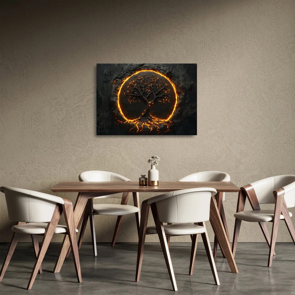Obraz na szkle – Drzewo życia w lawie II. (70x50 cm)