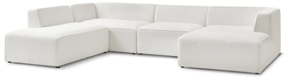Biały narożnik modułowy z materiału bouclé (lewostronny/w kształcie litery U) Megeve – Bobochic Paris