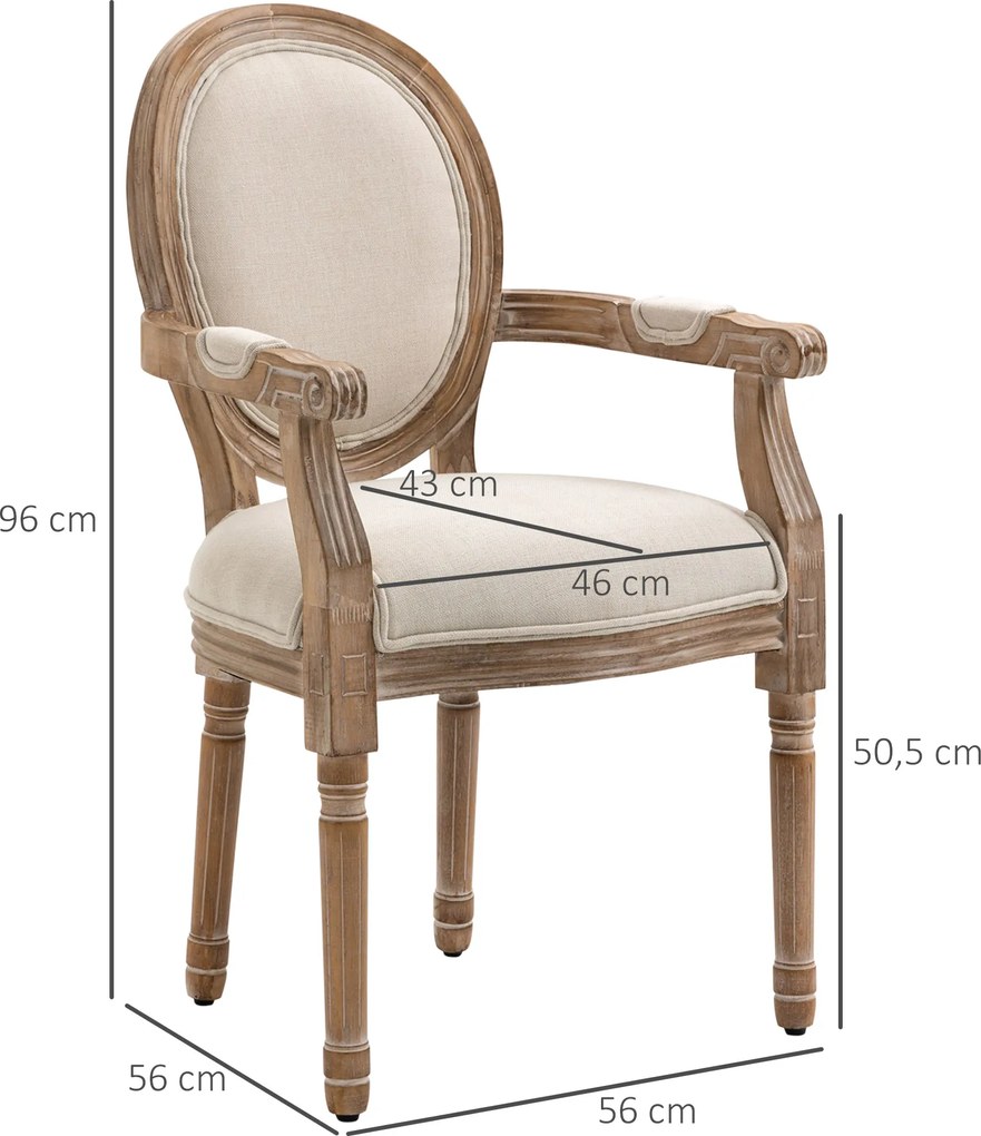 HOMCOM Krzesło Kuchenne Antyczny Styl Klasyczny Design Wygodne | Aosom PL