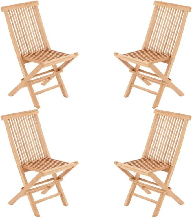 Komplet 4 x składane krzesła ogrodowe DIVERO z drewna tekowego