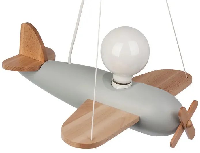 Szara drewniana lampa wisząca samolot - 5X S201 W4-A75