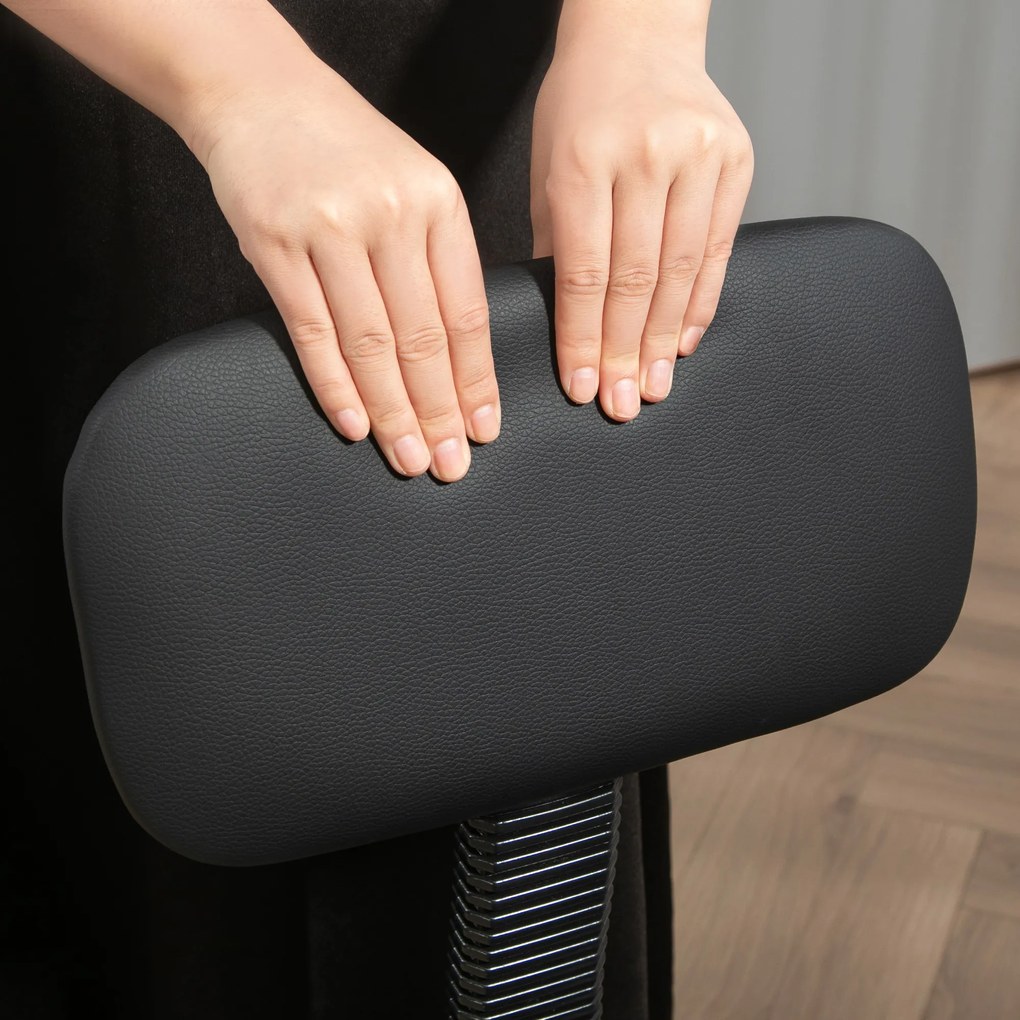 HOMCOM Ergonomiczne Krzesło Biurowe, Kompaktowe, Regulowane, z Podnóżkiem, Obrotowe, Skóra Ekologiczna, Metal, Czarne