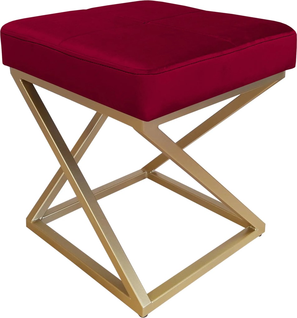 Pufa ZOA tkanina Welur loft ławka podnóżek metal : Kolor Stelaża - Złoty, Kolor tkaniny - VELVET - MG31, Typ tkaniny - Velvet