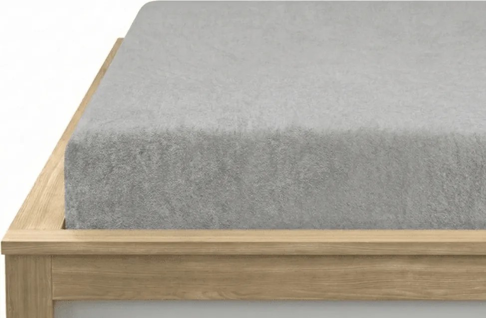 PrzytulneMieszkanie.pl Prześcieradło frotte EXCLUSIVE jasno szare 140x200 cm