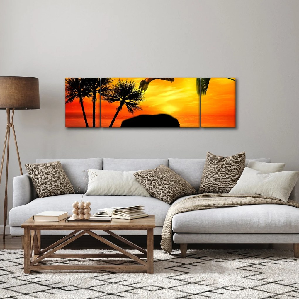Obraz - papugi i słonie (170x50 cm)