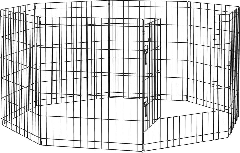 PawHut Wybieg dla zwierząt domowych, zagroda dla szczeniąt i małych psów, z drzwiami, do użytku wewnątrz i na zewnątrz, 76 cm, Czarny
