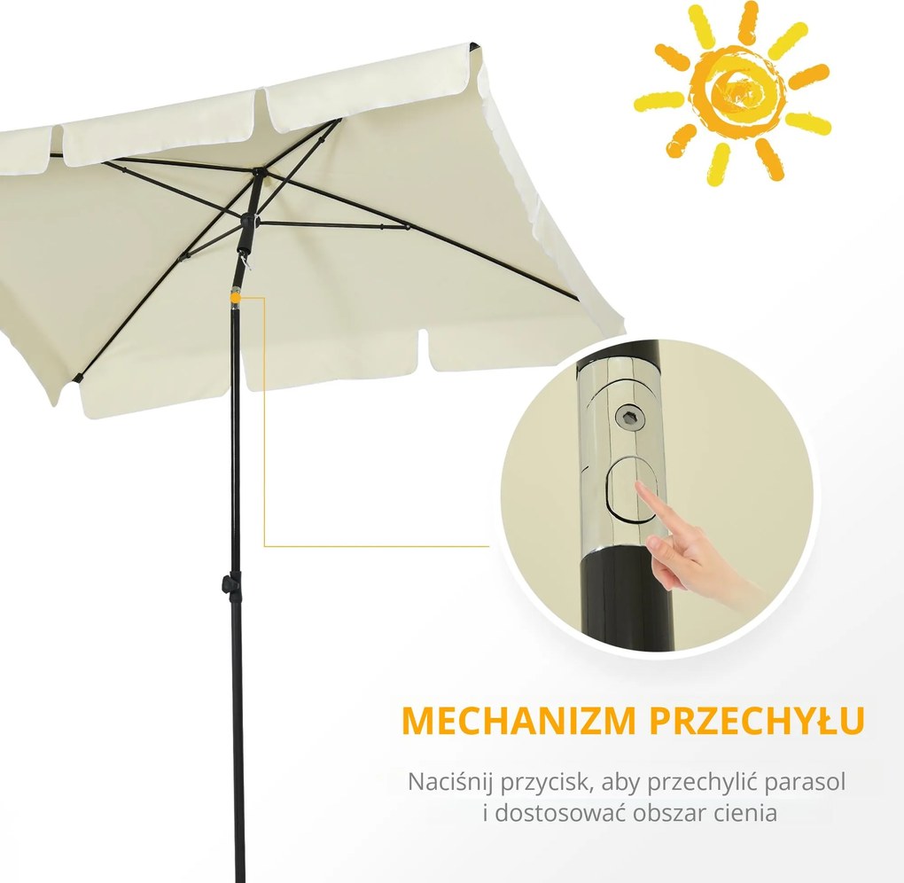 Outsunny Parasol Ogrodowy Składany Ochrona UV Kremowy Czarny Stylowy i Praktyczny do Ogrodu Balkonu Plaży | Aosom PL
