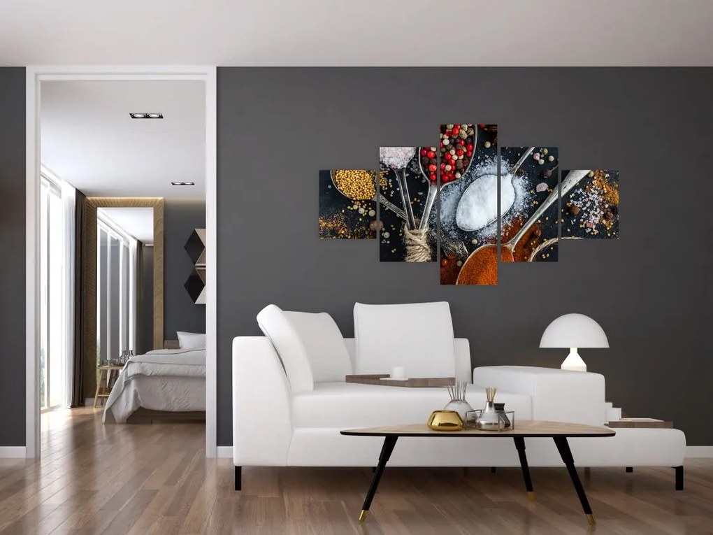 Obraz łyżek z przyprawami (125x70 cm)