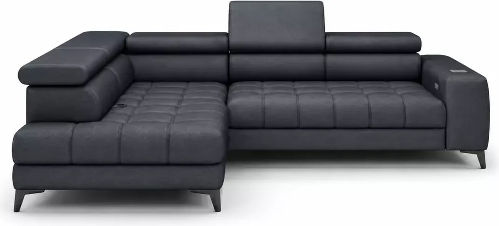 Narożnik tapicerowany Baggiona z regulowanymi zagłówkami i elektrycznie wysuwanym siedziskiem