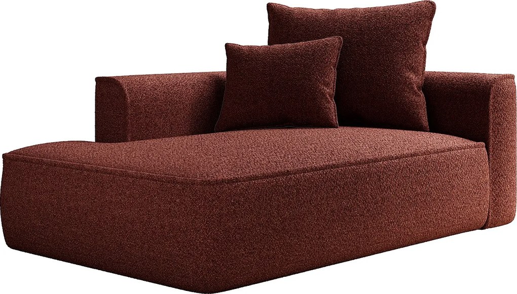 Szezlong lewostronny z bordowej tkaniny szenilowej PINETA