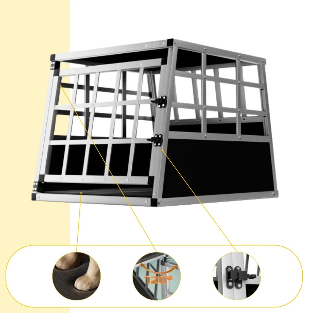Transporter dla psa BRUNO, 66x90x72cm, srebrna/czarna Jurhan