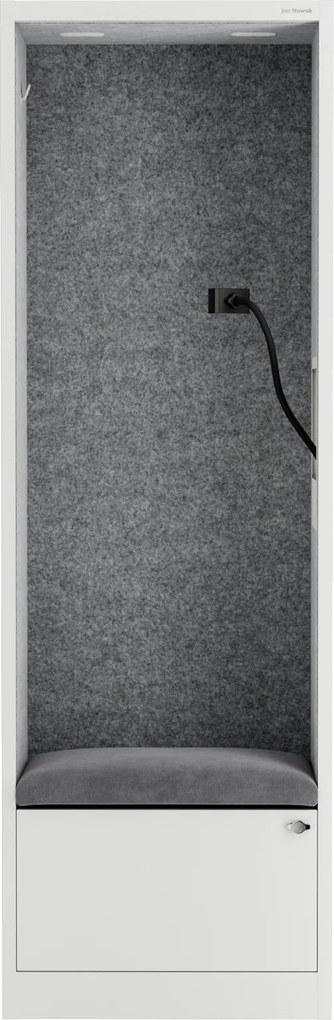 Kabina akustyczna z siedziskiem Sally MentalBox, 60 x 40 x 185 cm, biały/szary