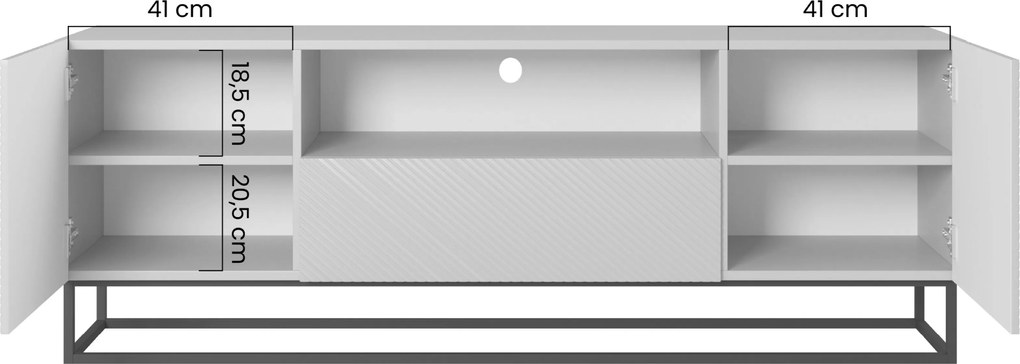 Szafka RTV Asha 167 cm z szufladą i metalowym stelażem - artisan / czarny mat