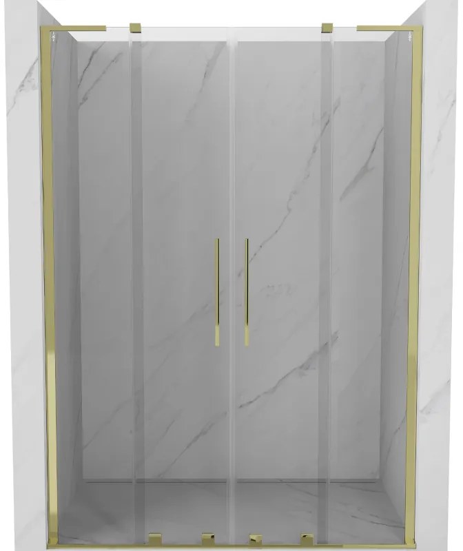 Mexen Velar L Duo drzwi prysznicowe rozsuwane 160 cm, transparent, złote - 871-160-003-02-50
