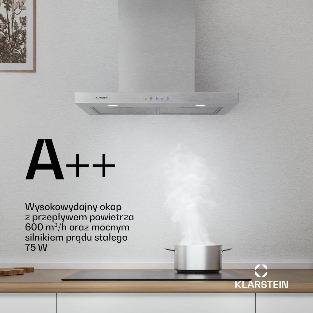 Klarstein Limelight 60cm 640m³/h Okap Kominowy Srebrny