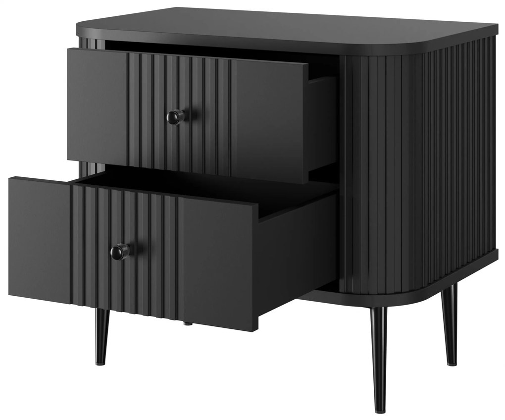 Zestaw szafek nocnych Vesper 56 cm - czarny / czarne nogi