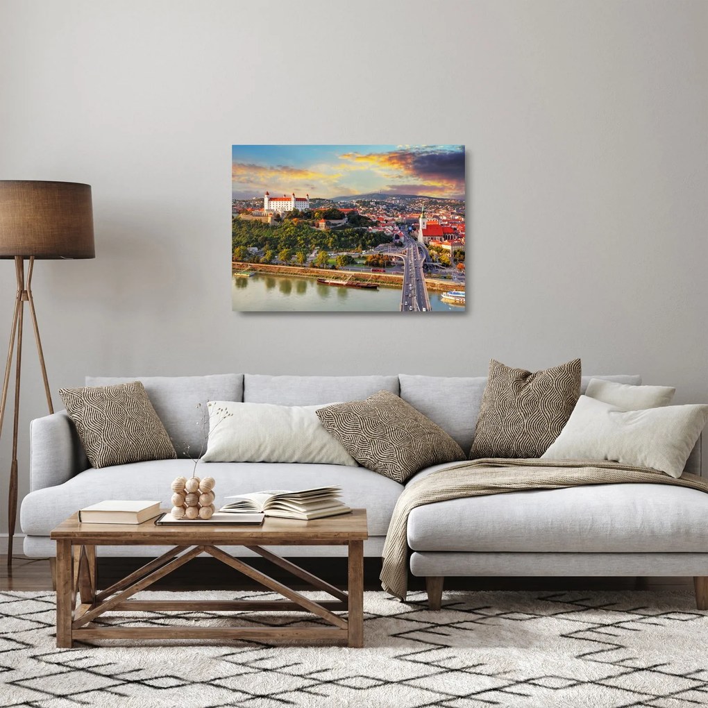 Obraz na szkle - Panorama Bratysławy, Słowacja (70x50 cm)