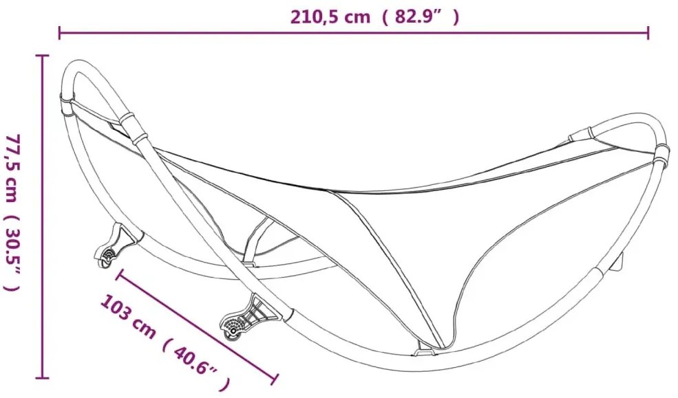 Czarny leżak ogrodowy na biegunach F3-T74