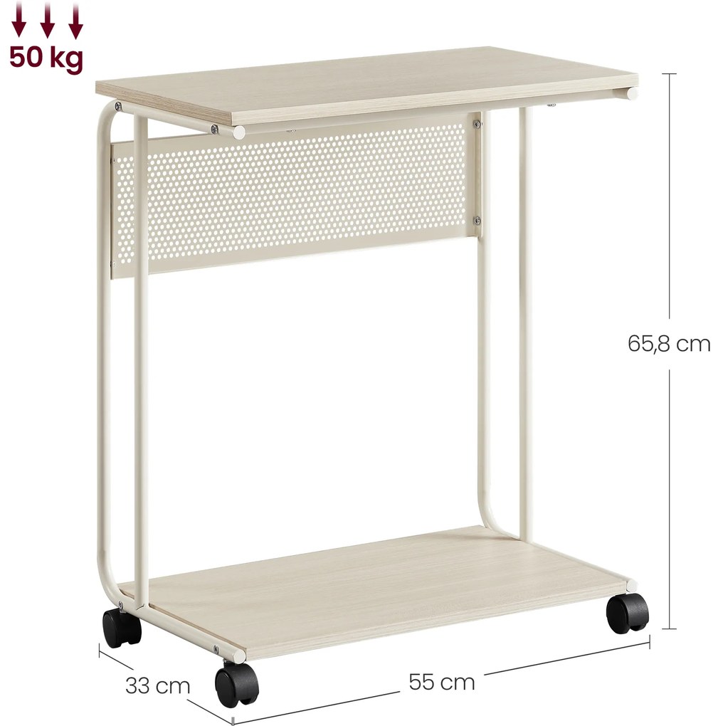Stolik pomocniczy na kółkach MIREZO 55x33cm, beżowy