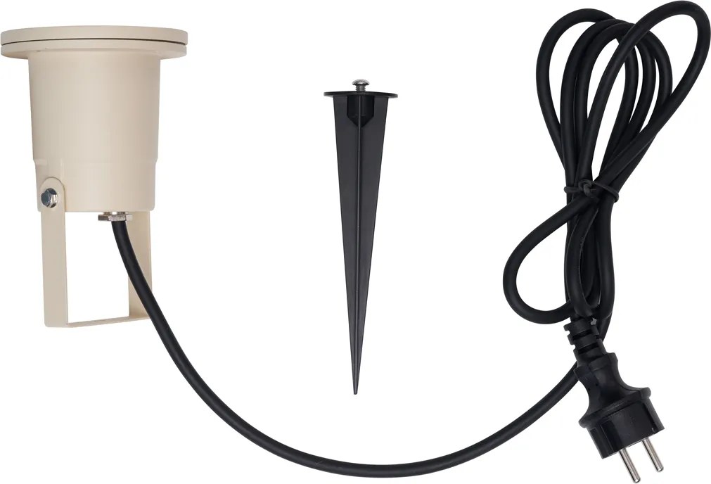 Reflektor z kolcem beżowy GU10 50 mm regulowany IP65 z kablem i wtyczką - Basic
