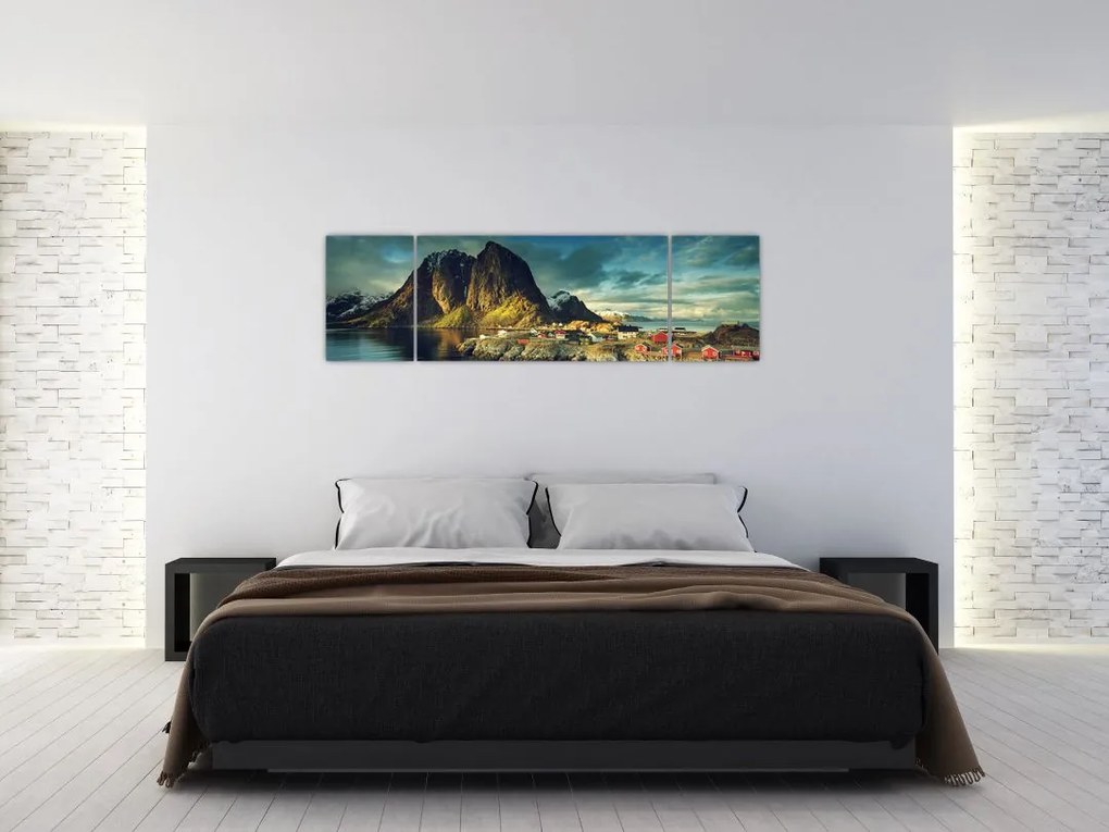 Obraz wioski rybackiej w Norwegii (170x50 cm)