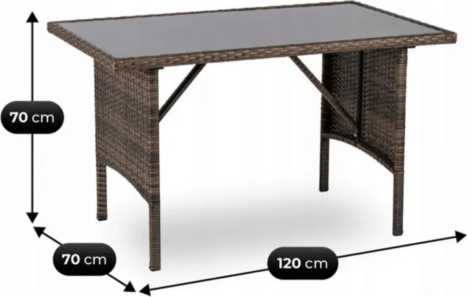 Zestaw Mebli Ogrodowych ATLANTA Brązowy Sofa Pufy Stolik Tarasowy Technorattan Nowoczesny