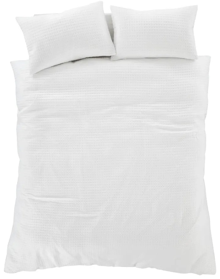 Biała pościel dwuosobowa 230x220 cm Muscat Waffle – Pineapple Elephant