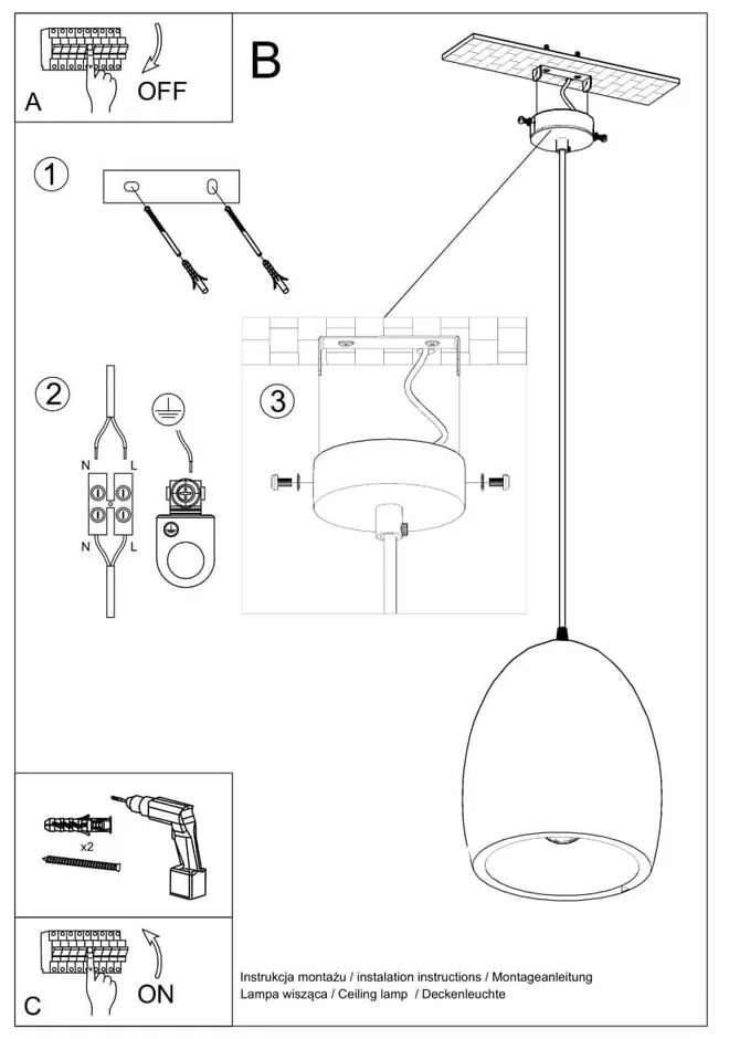 Biała lampa wisząca z ceramicznym kloszem ø 30 cm Fonsie – Nice Lamps