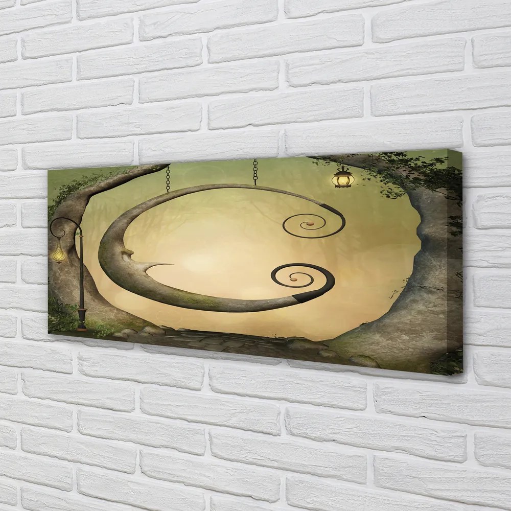 Obraz drukowany na płótnie Las Drzew i Świateł