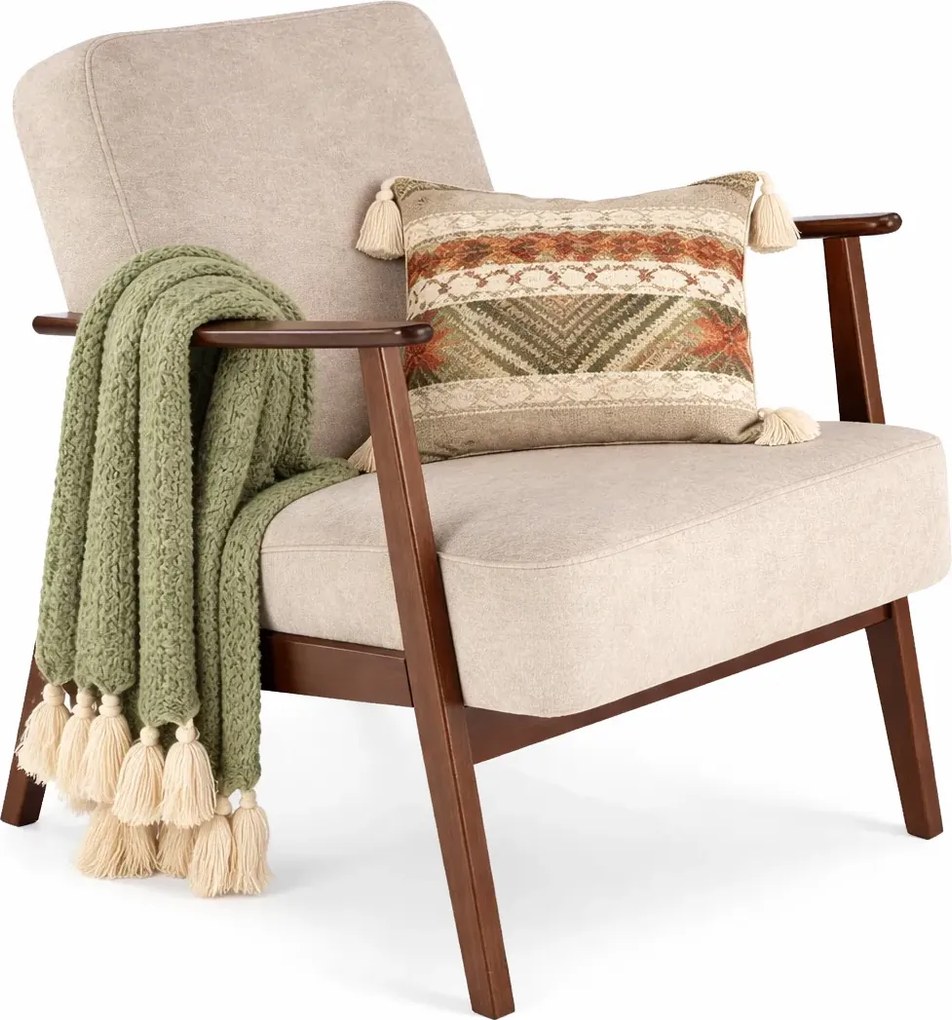 Beżowy tapicerowany fotel lisek C5-N47