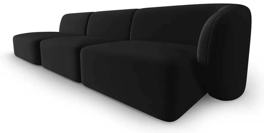 Czarna aksamitna sofa prawostronna 311 cm Paolo – Milo Casa