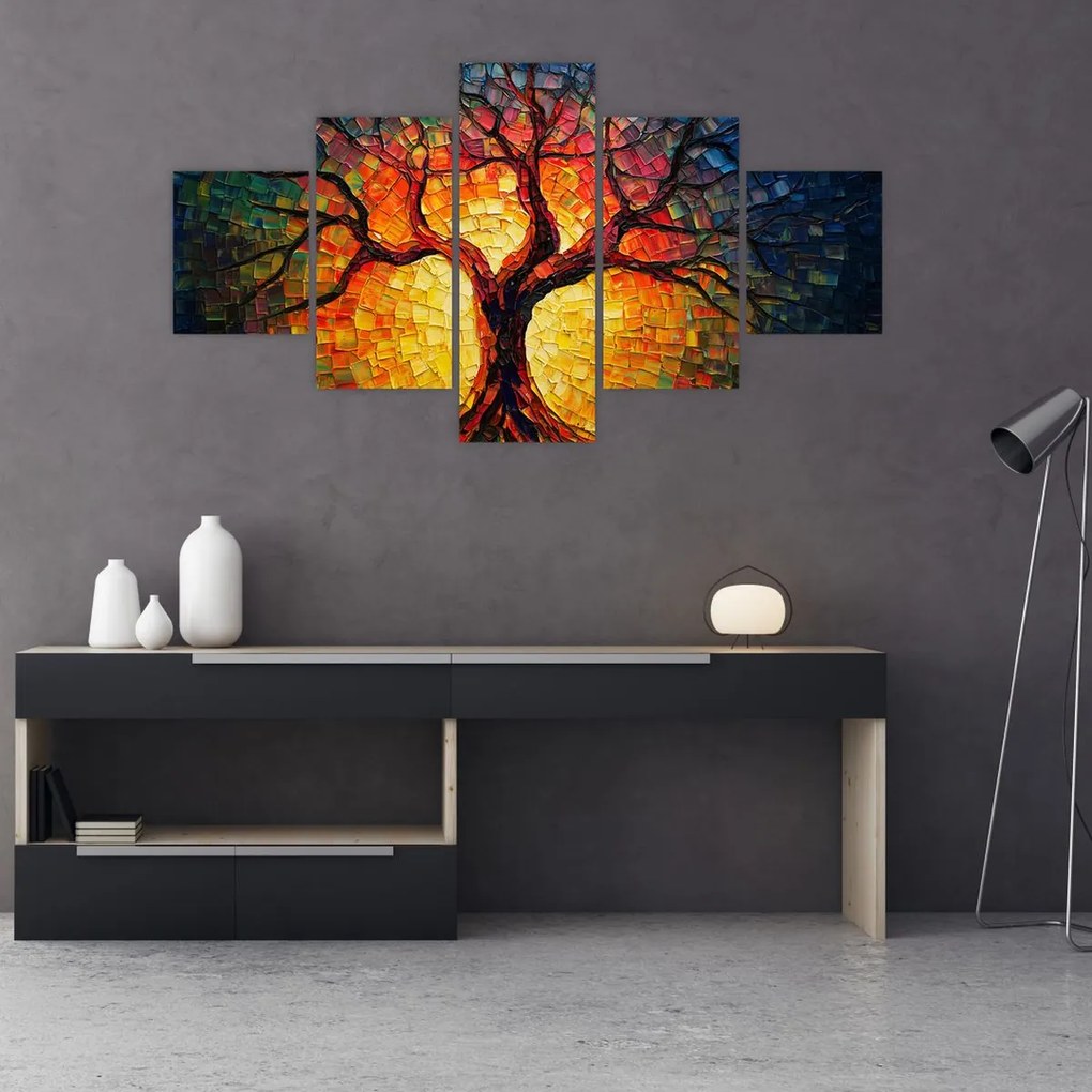 Obraz - Drzewo życia w mozaice (125x70 cm)