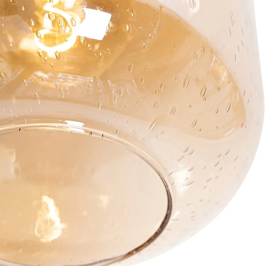 Designerska lampa sufitowa mosiądz i bursztynowe szkło - ZuzannaDesignerski Oswietlenie wewnetrzne