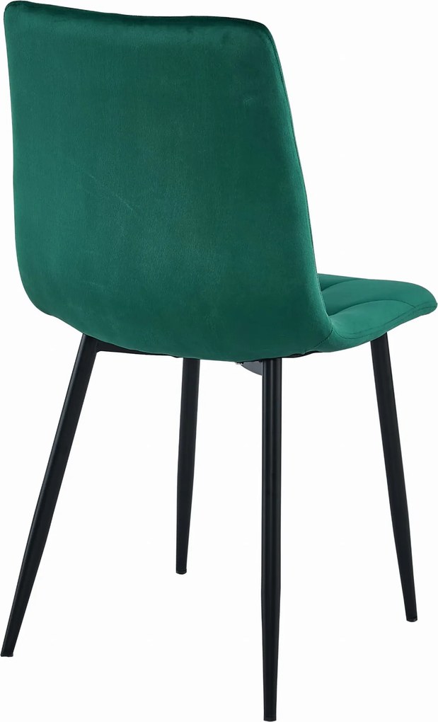 Ciemnozielone krzesło do kuchni LIBRA aksamitne z czarnymi nogami