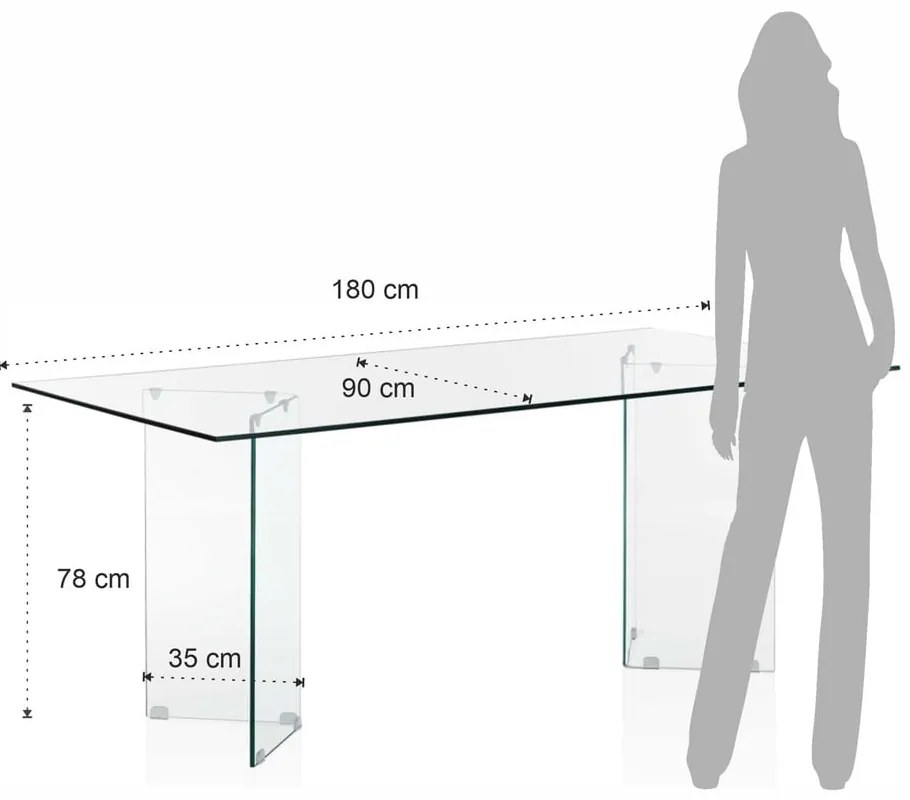 Szklany stół 90x180 cm Kaya – Tomasucci