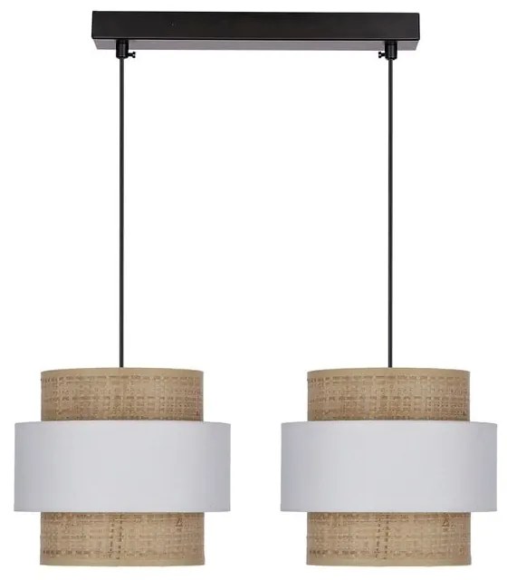 Biało-naturalna lampa wisząca z rattanowym kloszem ø 20 cm Rattan – Candellux Lighting