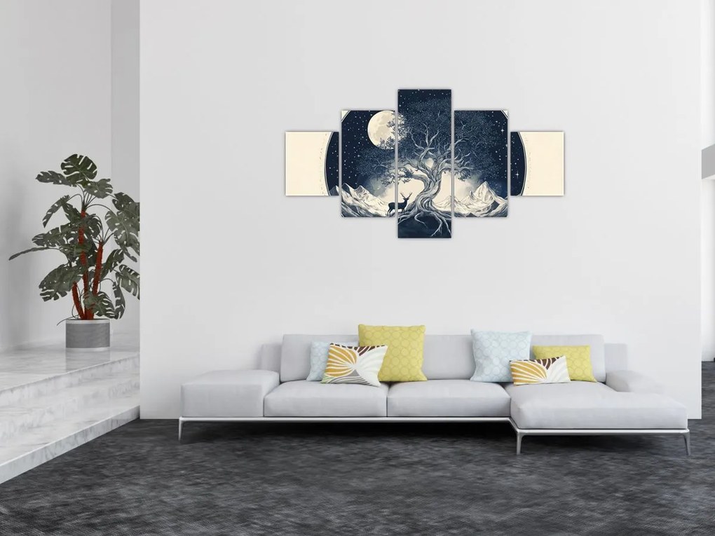 Obraz – Magiczne drzewo z jeleniem I. (125x70 cm)