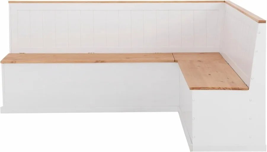 Biała ławka narożna z litego drewna sosnowego Støraa Silas