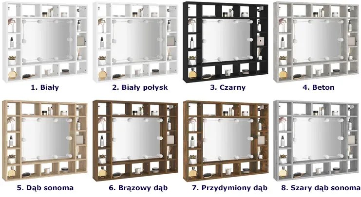 Toaletka z oświetleniem i przegródkami beton - Eda