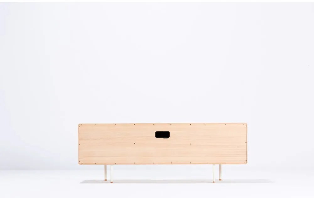 Biało-naturalna szafka pod TV z litego drewna dębowego 180x64 cm Fina – Gazzda