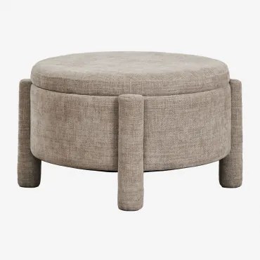Puf Tapicerowany Cleo Okrągły Ze Schowkiem Ø70 Cm Tkaniny Szary Kret - Sklum