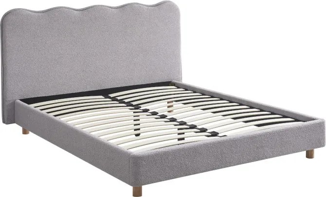 Łóżko Tapicerowane 160x200 cm IZMIR ze Stelażem Dwuosobowe Boucle Szare