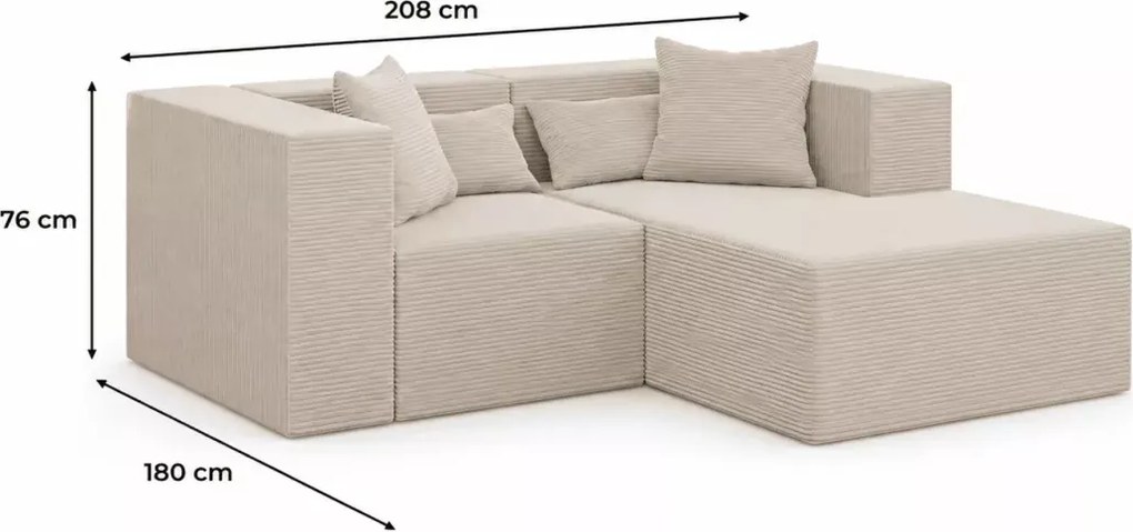 Narożnik modułowy Terospito S 208x180 cm sztruks Poso nowoczesny wygodny