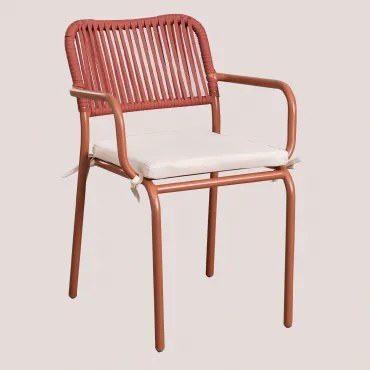 Zestaw 6 Sztaplowanych Krzeseł Jadalnianych Z Podłokietnikami Z Plecionej Liny Arhiza Terracota - Sklum